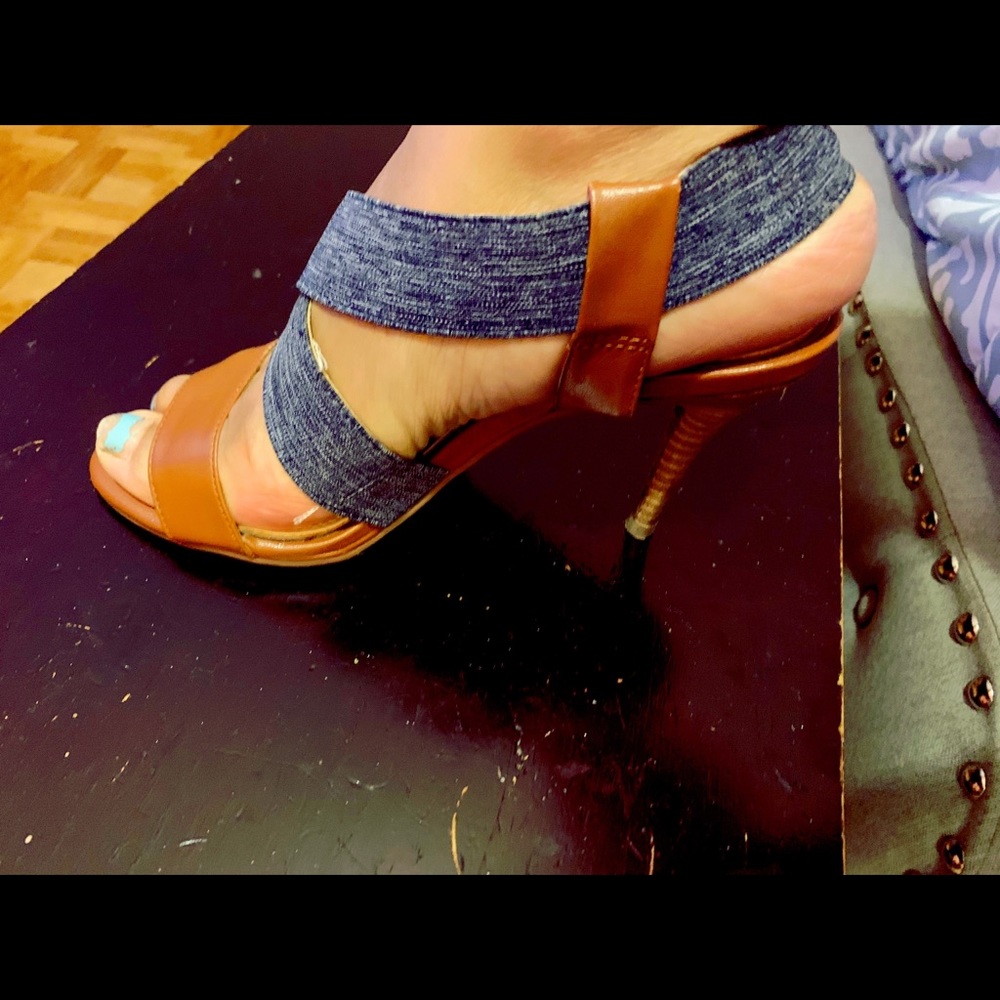 Jessica Simpson denim strapped heels
